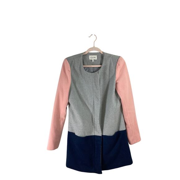 Sabine Women's Minimalist Colorblock Trench Coat  Medium - Picture 1 of 9